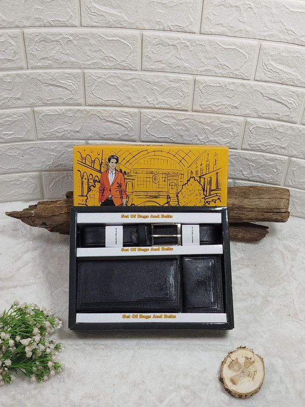 ست مردانه کیف پول،کمربند و جاکارتی جنس بزی درجه یک