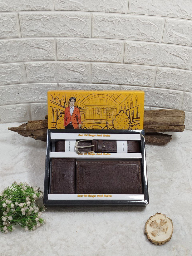 ست مردانه کیف پول،کمربند و جاکارتی جنس بزی درجه یک