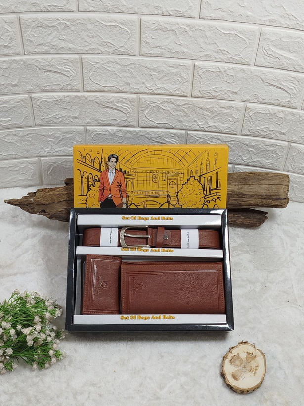 ست مردانه کیف پول،کمربند و جاکارتی جنس بزی درجه یک