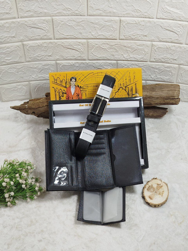 ست مردانه کیف پول،کمربند و جاکارتی جنس بزی درجه یک