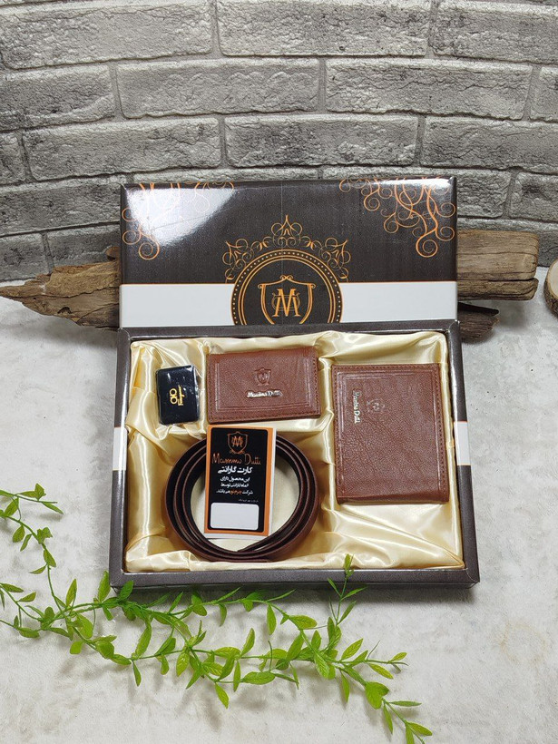 ست مردانه چهارتیکه کیف پول،کیف جاکارتی کمربند و سگک