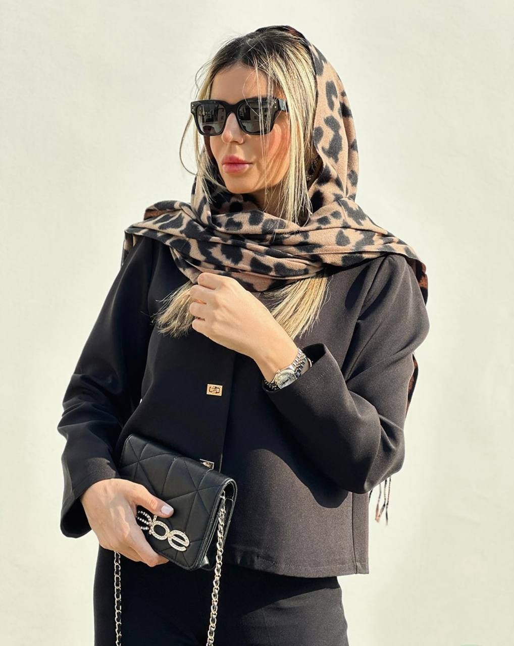 شال زنانه طرح پلنگی ریشه دار جنس موهر وارداتی