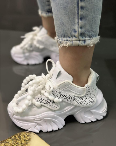 کتونی جدید دخترانه عیدانه رنگ سفید کیفیت عالی لژ ۷سانت