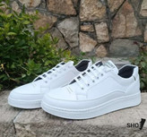 کفش اسپرت مردانه سفید طرح چرم خارجی زیره پی یو دور دوخت