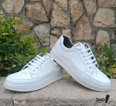 کتونی ونس مردانه رنگ سفید طرح چرم خارجی زیره پی یو دور دوخت