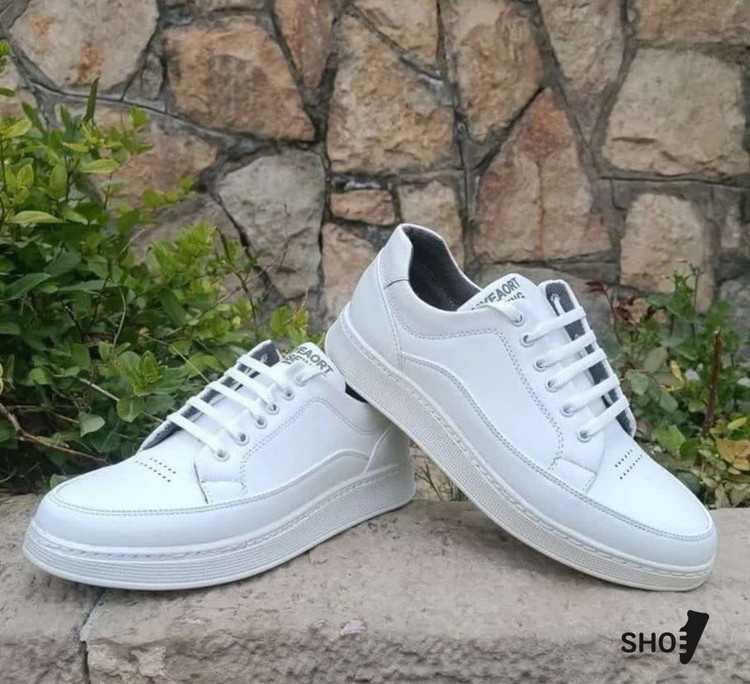 کتونی ونس مردانه رنگ سفید طرح چرم خارجی زیره پی یو دور دوخت