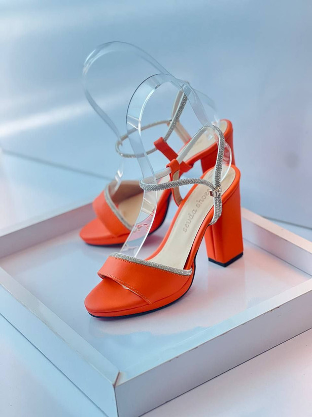 کفش مجلسی شیک زنانه،دخترانه نارنجی رنگ کیفیت عالی پاشنه ۱۱سانت