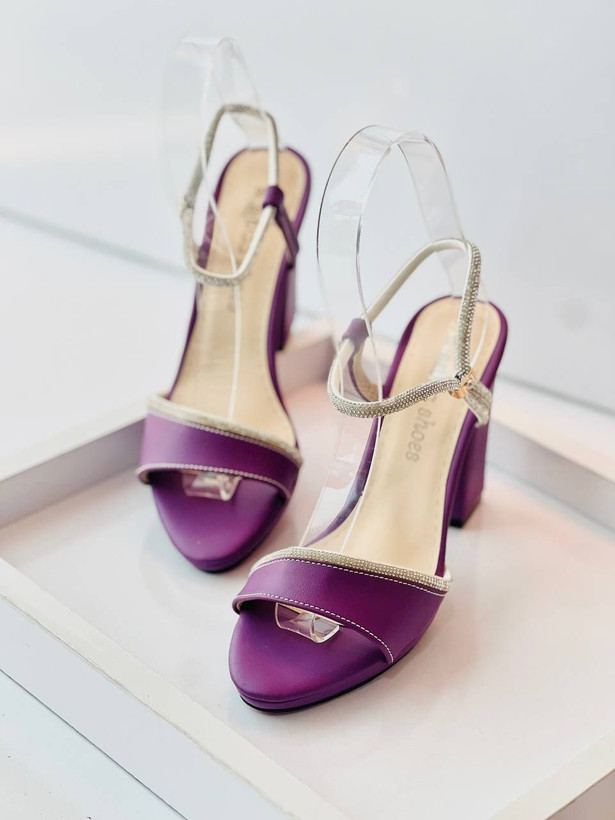 صندل مجلسی بنفش زنانه،دخترانه پاشنه ۱۱سانت کیفیت تضمینی نگین دار