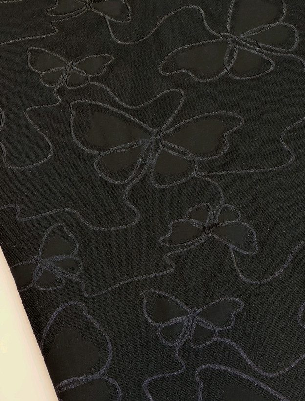 پارچه زنانه/دخترانه جنس ژاکارد ترک رنگ مشکی عرض ۱/۵ بدون آبرفت و پرزدهی و چروکی با قیمتی رقابتی