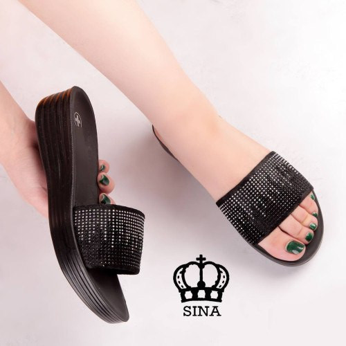 صندل/دمپایی زنانه دخترانه نگینی مدل آبشاری زیره پی یو شیک و خوشپا سبک و راحت و طبی