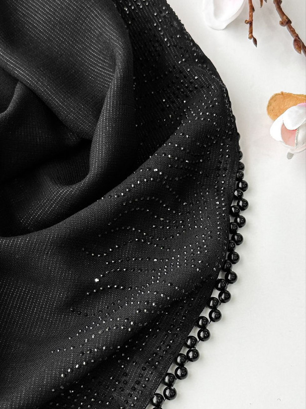 روسری دنیز نخی لمه مجلسی نگین مرواریدی ۱۰۰تک رنگ بسیار شیک و زیبا