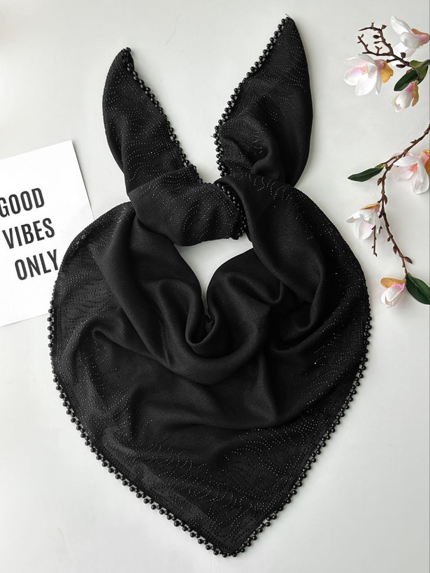 روسری دنیز نخی لمه مجلسی نگین مرواریدی ۱۰۰تک رنگ بسیار شیک و زیبا