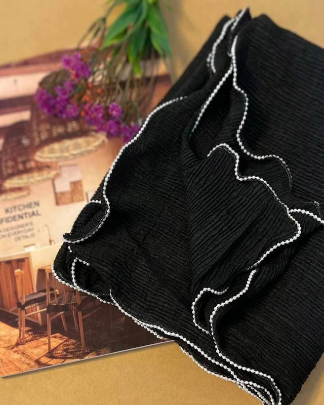 کالکشن عیدانه شال شیک پلیسه مشکی شاین مرواریدی جنس نخی وارداتی بصورت تک و عمده قیمت عالی