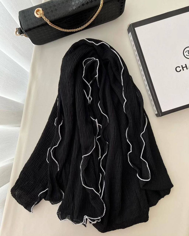 کالکشن عیدانه شال شیک پلیسه مشکی شاین مرواریدی جنس نخی وارداتی بصورت تک و عمده قیمت عالی