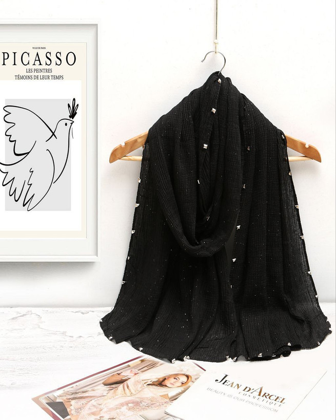 کالکشن عیدانه شال مشکی پانچی شاین جنس نخی وارداتی فروش بصورت تک و عمده قیمت و کیفیت عالی