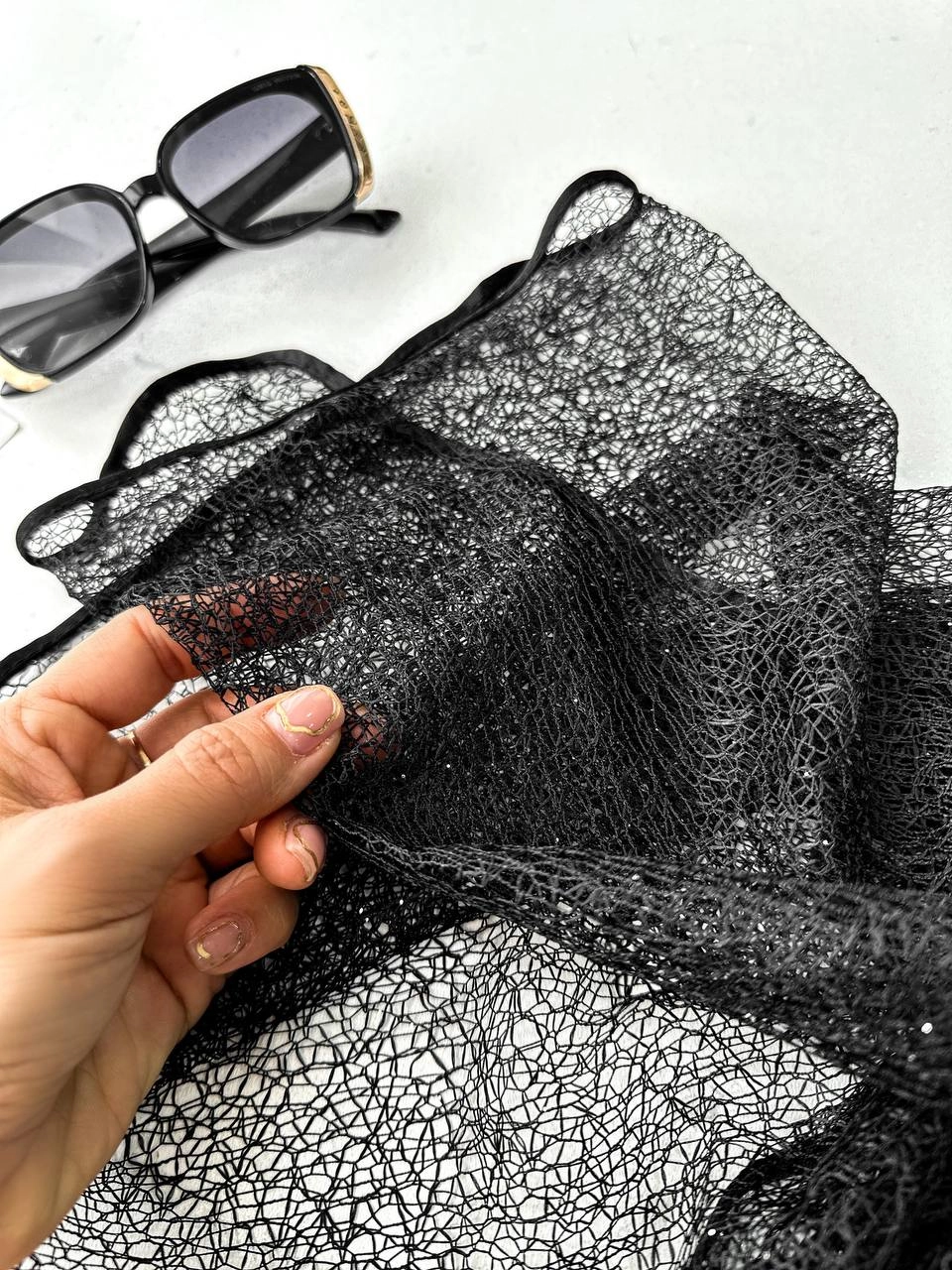 کالکشن عیدانه شال زنانه/دخترانه جنس توری اکلیلی تک رنگ مشکی فوق العاده عالی و شیک ابعاد ۸۰در ۲۰۰ خرید از تولیدکننده و واردکننده مستقیم