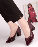 کفش مجلسی زنانه مدل سارا جنس رویه ورنی و بیاله اندازه پاشنه ۵سانت در دو رنگ چری و مشکی قیمت بسیار عالی خرید از تولیدی