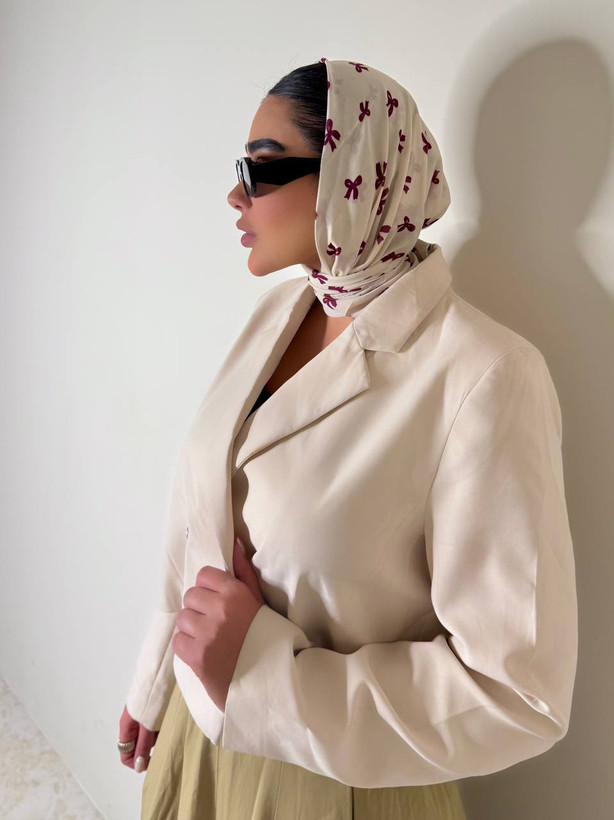 مینی اسکارف نخی پاپیونی مزونی کالکشن عیدانه بسیار زیبا متریال نخی اعلا قیمت منصفانه خرید از تولیدی