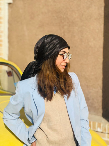 مینی اسکارف زنانه/دخترانه جنس کوپرا مشکی شاین مزونی تک رنگ قیمت منصفانه خرید مستقیم از تولیدکننده و واردکننده