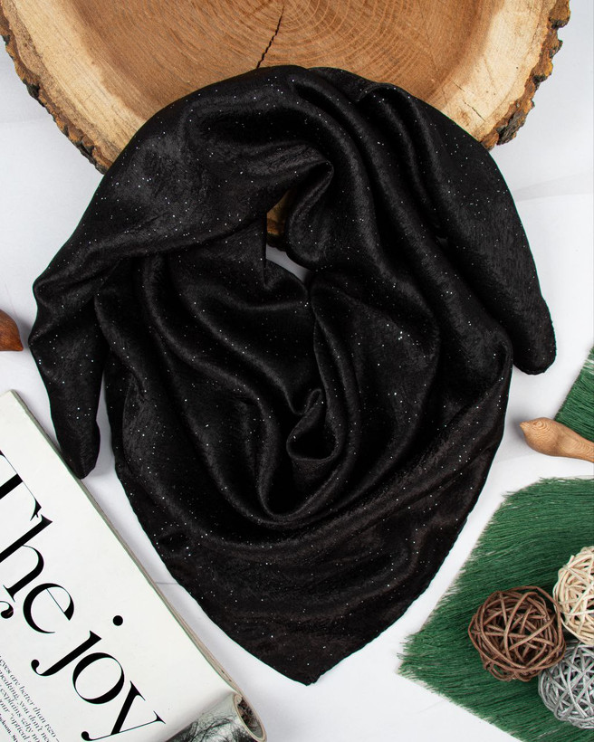 مینی اسکارف زنانه/دخترانه جنس کوپرا مشکی شاین مزونی تک رنگ قیمت منصفانه خرید مستقیم از تولیدکننده و واردکننده