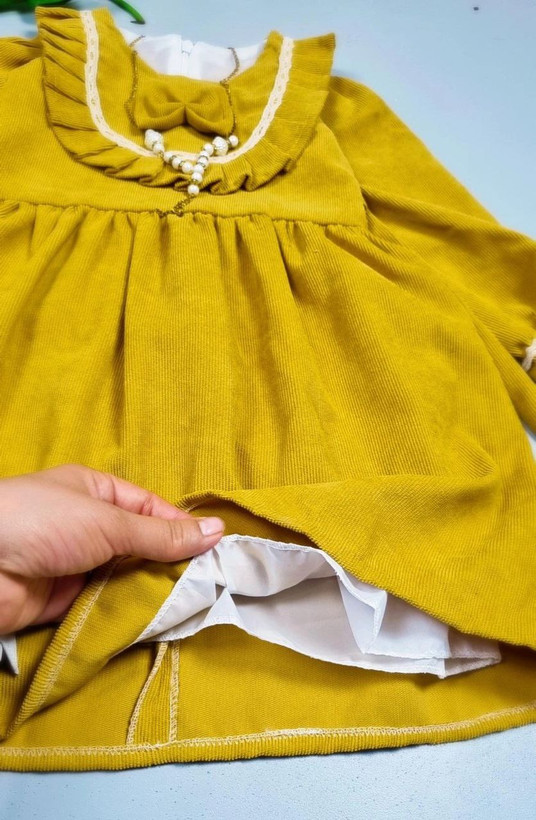 پیراهن دخترانه جنس کبریتی درجه یک آستر دوزی شده سایز ۱ و ۲ قیمت رقابتی خرید از تولیدی ارسال فوری