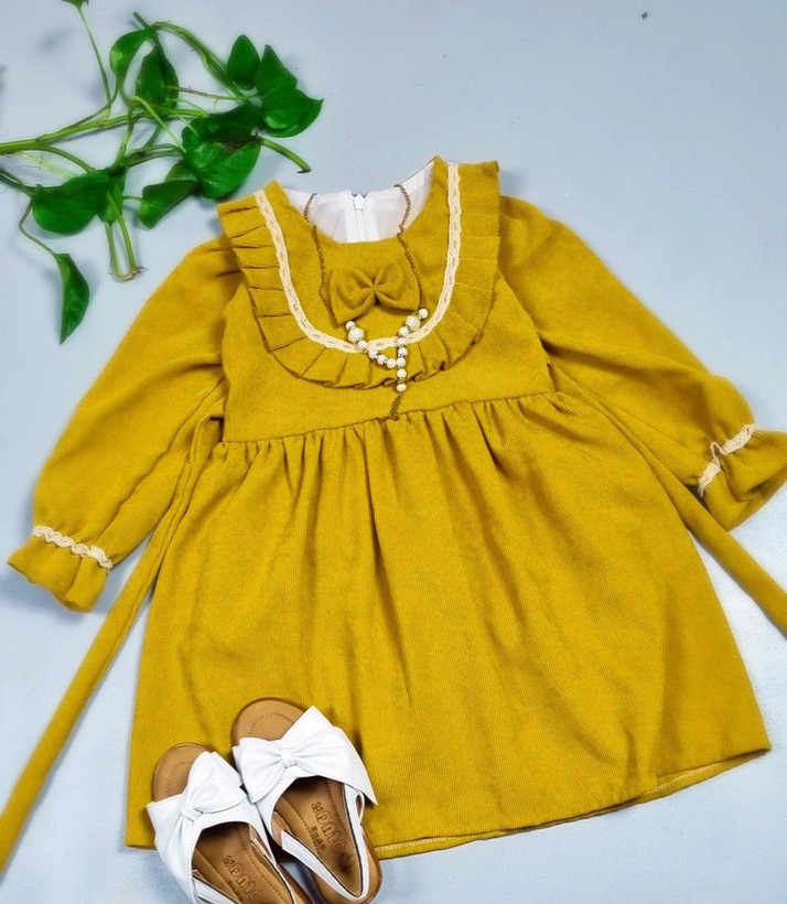 پیراهن دخترانه جنس کبریتی درجه یک آستر دوزی شده سایز ۱ و ۲ قیمت رقابتی خرید از تولیدی ارسال فوری