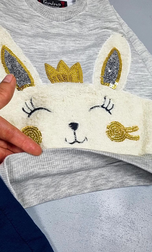 پیراهن شلوار طرح خرگوش بچگانه دخترانه جنس نخ پنبه سایزبندی مناسب ۱ و نیم الی ۳ سال قیمت منصفانه خرید از تولیدی