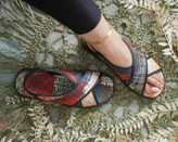 کفش صندل زنانه/دخترانه ترمه اسلیمی رویه چرم حوله ای و لوفرا دارای پد خار پاشنه سایزبندی ۳۷ تا ۴۰ قیمت منصفانه خرید از تولیدی