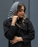 مینی اسکارف نخی سفید مشکی مزونی طرح برند متریال نخی اعلا قیمت منصفانه فروش تک و عمده از تولیدی