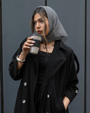 مینی اسکارف نخی سفید مشکی مزونی طرح برند متریال نخی اعلا قیمت منصفانه فروش تک و عمده از تولیدی