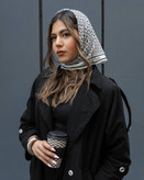 مینی اسکارف نخی سفید مشکی مزونی طرح برند متریال نخی اعلا قیمت منصفانه فروش تک و عمده از تولیدی