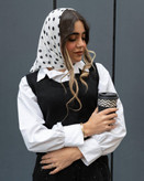 مینی اسکارف نخی سفید مشکی مزونی طرح برند متریال نخی اعلا قیمت منصفانه فروش تک و عمده از تولیدی