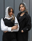 مینی اسکارف نخی سفید مشکی مزونی طرح برند متریال نخی اعلا قیمت منصفانه فروش تک و عمده از تولیدی