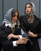 مینی اسکارف نخی سفید مشکی مزونی طرح برند متریال نخی اعلا قیمت منصفانه فروش تک و عمده از تولیدی