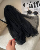 شال توری مشکی نگین دار دور دانتل بسیار شیک و زیبا قیمت منصفانه خرید از تولیدکننده و واردکننده مستقیم