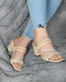 صندل بافتی نگینی زنانه/دخترانه اندازه پاشنه ۷ سانت نیو کالکشن سایزبندی ۳۷ تا ۴۰ در دو رنگ کرم و مشکی قیمت منصفانه خرید از تولیدی