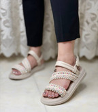 صندل تابستانی زنانه/دخترانه پاخوری شیک زیره پیو نرم و راحت ۳ سانت متریال ترک سایزبندی ۳۷ تا ۴۰ تولید باغ سپهسالار قیمت منصفانه خرید از تولیدی