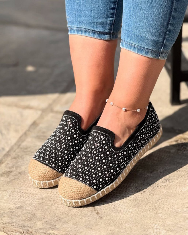 کفش کالج زنانه/دخترانه نگین مروارید جدید دور دوخت شیک و خوشپا زیره pvc قالب استاندارد سایز ۳۷ تا ۴۰ قیمت منصفانه خرید از تولیدی