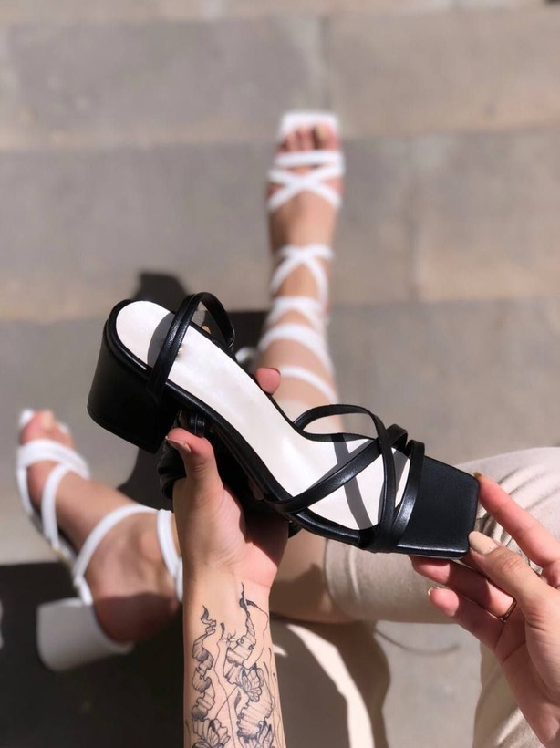 صندل جدید زنانه/دخترانه مدل buse پاشنه ۵ سانت rafikزیره خط دار کم پارس سایزبندی ۳۷ تا ۴۰ بند های دور پا ۱/۴۰ سانت قیمت منصفانه خرید از تولیدی