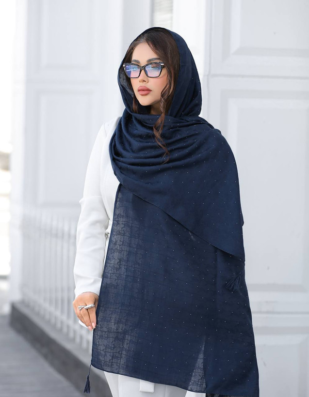 شال سورمه ای جنس ژاکارد نگینی فروش بصورت عمده و تک قیمت منصفانه خرید مستقیم از تولیدکننده و واردکننده