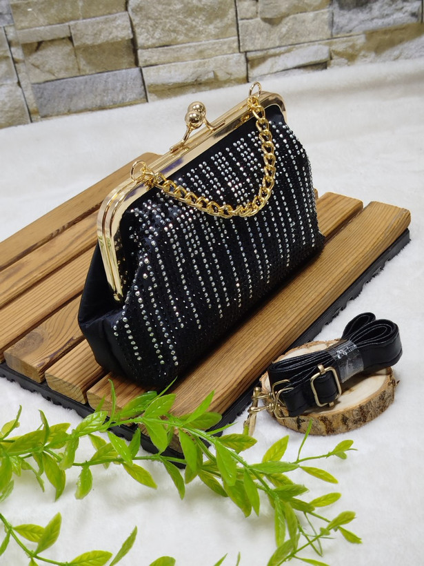 کیف مجلسی نگین دار زنانه/دخترانه جنس خلبانی ابعاد ۲۳ در ۱۵ قیمت منصفانه خرید از تولیدی