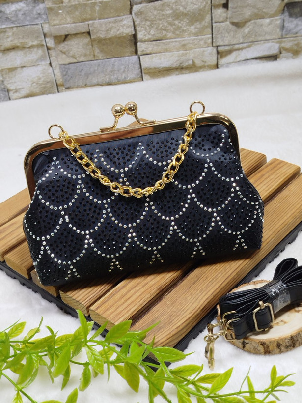 کیف مجلسی نگین دار زنانه/دخترانه جنس خلبانی ابعاد ۲۳ در ۱۵ قیمت منصفانه خرید از تولیدی