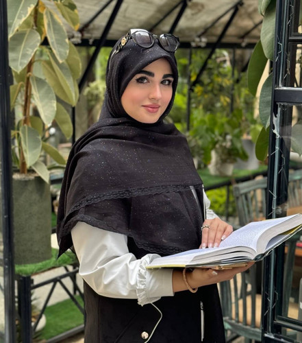 روسری مشکی اسلپ اکلیلی دور دانتل قواره ۱۴۰ فروش به صورت تک و عمده قیمت منصفانه خرید از تولیدی