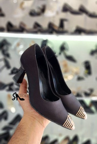 کفش مجلسی نوک فلزی زنانه/دخترانه ۷ سانت جدید کیفیت با ضمانت جنس رویه ساتن طرحدار سایزبندی ۳۷ تا ۴۰