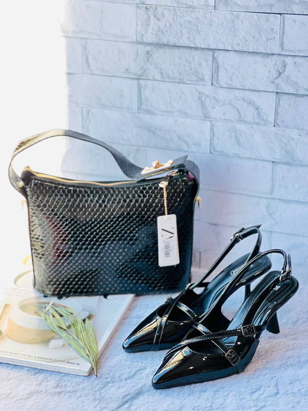 کفش مجلسی زنانه/دخترانه جنس ورنی دو سگک سایزبندی ۳۷تا۴۰ قالب استاندارد پاشنه ۷ سانت اردکی کیفیت بسیار عالی