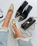 کفش مجلسی زنانه/دخترانه مدل لیرا رنگبندی شیری و مشکی سایزبندی ۳۶ تا ۴۱