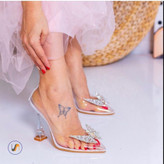 کفش مجلسی طلقی زنانه/دخترانه مدل پروانه پاشنه ۷ سانت قالب استاندارد سایزبندی ۳۶ تا ۴۲