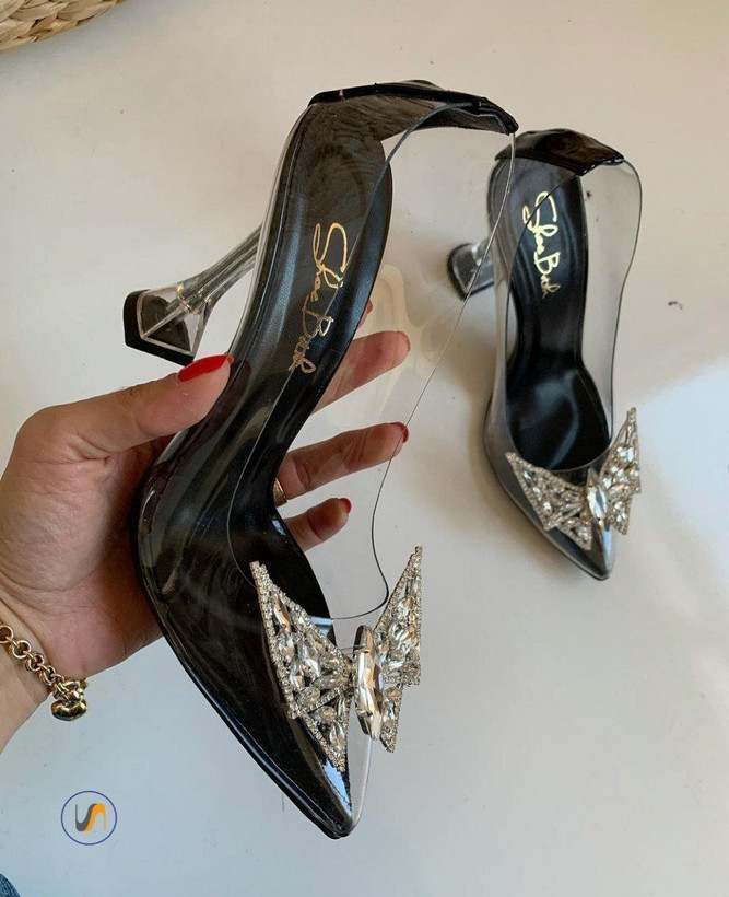 کفش مجلسی طلقی زنانه/دخترانه مدل پروانه پاشنه ۷ سانت قالب استاندارد سایزبندی ۳۶ تا ۴۲