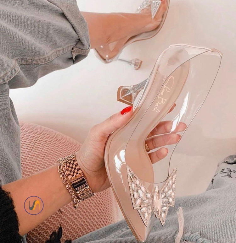 کفش مجلسی طلقی زنانه/دخترانه مدل پروانه پاشنه ۷ سانت قالب استاندارد سایزبندی ۳۶ تا ۴۲