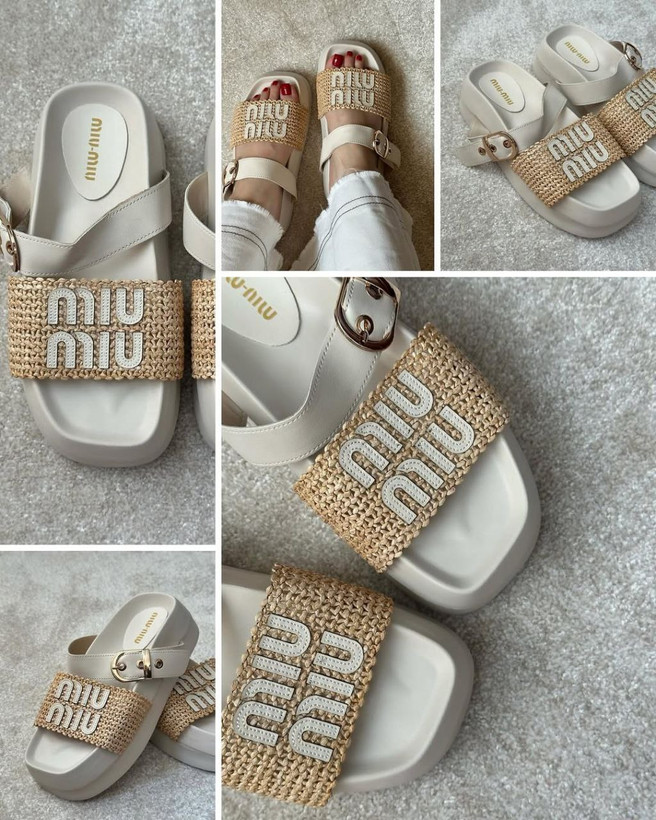 صندل ترند میو میو زنانه/دخترانه زیره پیو فوق العاده راحت و سبک قالب استاندارد سایز ۳۷ تا ۴۰